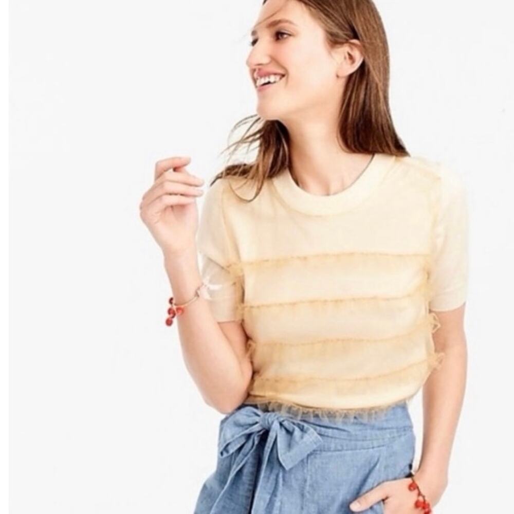 J. Crew Ruffle Front Tulle Tippi Sweater